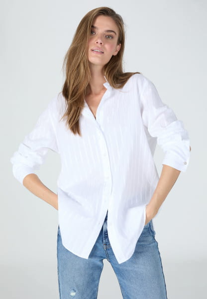 Cotton shirt with woven sparkling stripe