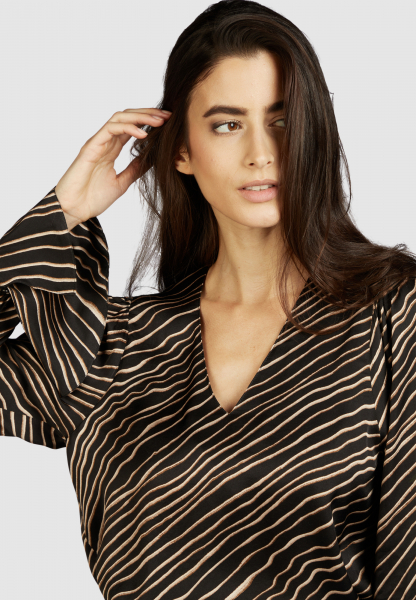 V-Ausschnitt-Bluse mit Streifendruck