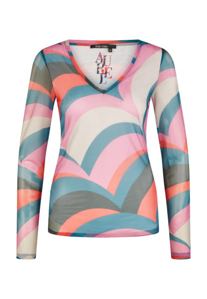 Mesh shirt with multicolor print
