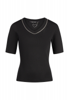 Ribbed shirt with decorative trim