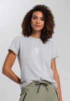 Melange-Shirt mit Logostickerei