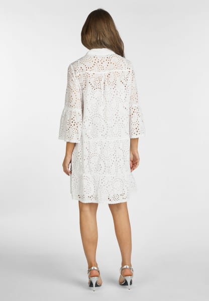 Shirt blouse dress in perforated embroidery