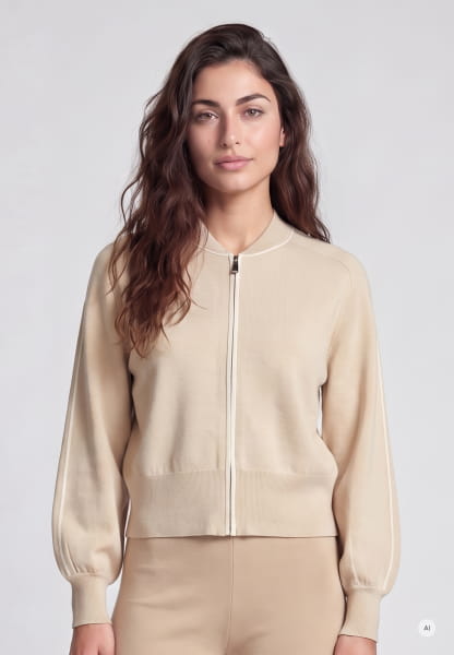 Strick-Bomberjacke mit Streifen