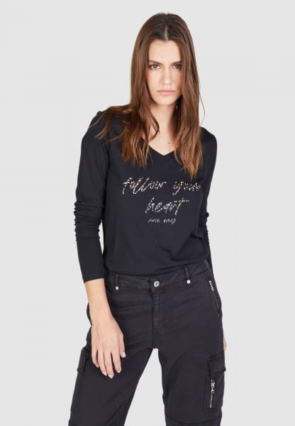 Long-sleeved shirt with FOLLOW YOUR HEART print