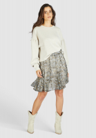 Godet skirt in a minimal ethno print
