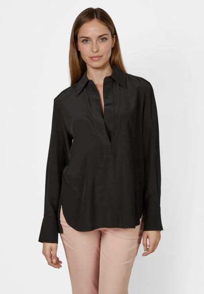 Blouse with polo collar
