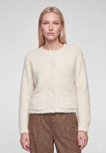 Strickjacke aus fancy Fransengarn