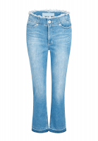 Cropped Jeans mit Fransenbund