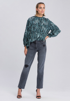 Slip-on blouse with detailed reptile print