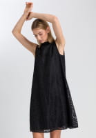 Embroidered dress with stand-up collar