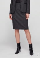 Pencil skirt with faux leather stripes