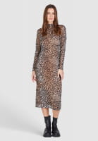 Mesh dress with leopard print