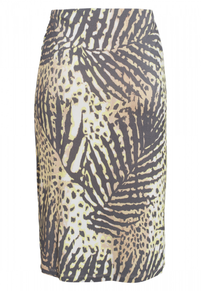 Jersey skirt with tropical print