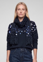 Knit scarf with sequin embroidery