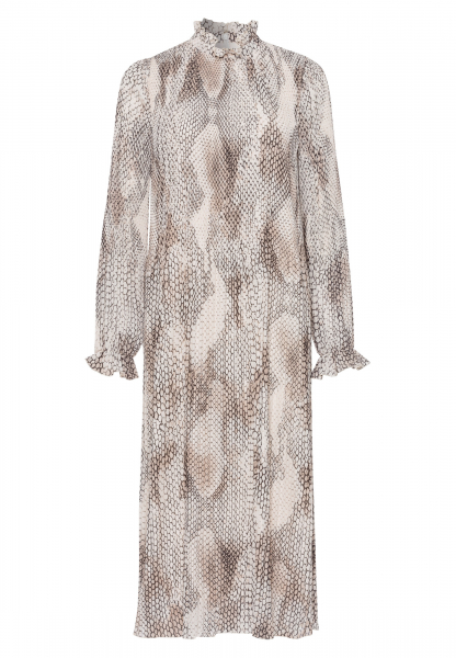Pleated dress in snake print