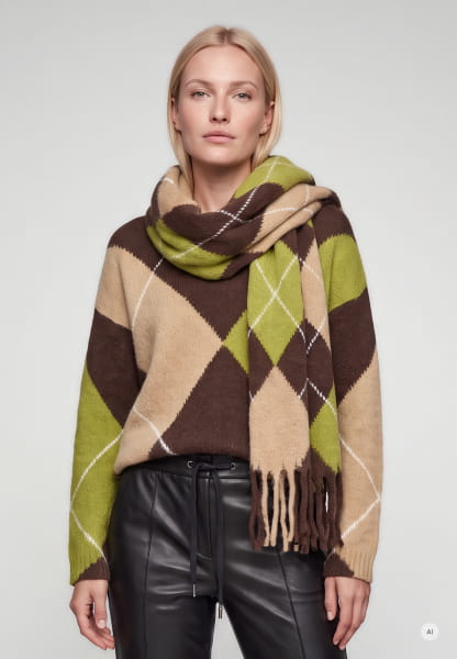 Strickschal mit Argyle-Muster