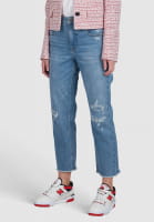 Cropped relaxed fit trousers in blue denim