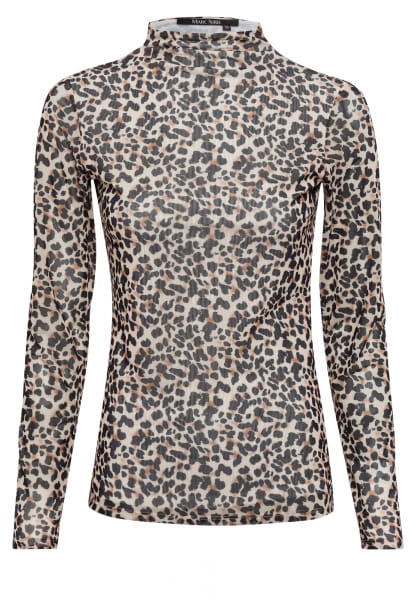 Mesh shirt with leopard print