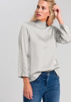 Blouse shirt with ribbed knitted collar