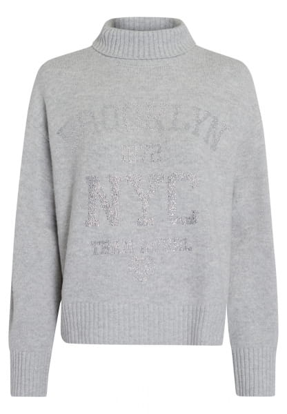 Turtleneck Pullover mit Strass Applikation