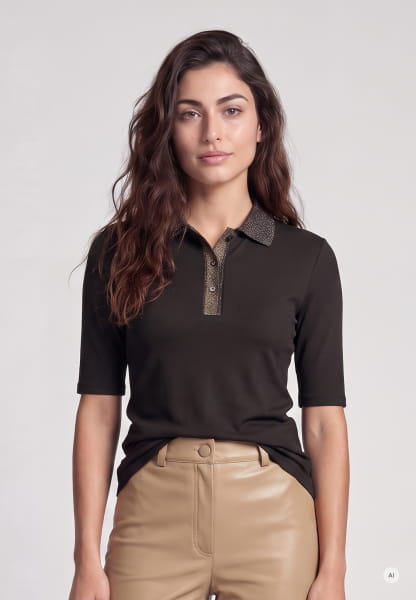 Jersey shirt with polo collar