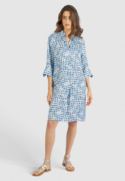 Shirt blouse dress with geometric print