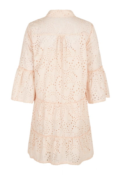 Shirt blouse dress in perforated embroidery