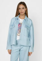 Oversized denim shirt with logo embroidery