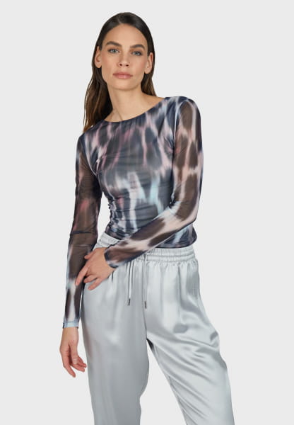 Mesh-Shirt mit Leoprint