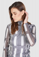 Mesh shirt with art deco print