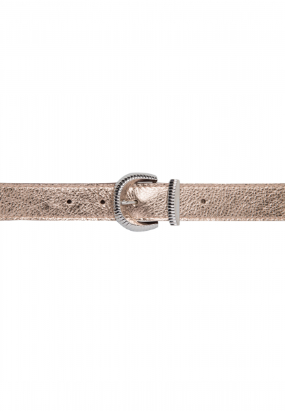 Leather belt in bronze look
