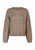 Cable-knit sweater with foil coating