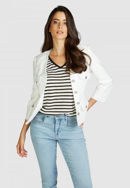 Fringed jacket in textured cotton