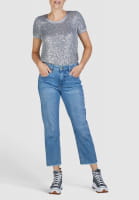 Cropped Fit Hose aus Blue Denim