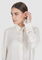 Satin blouse with lace appliqué