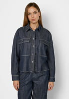 Oversized denim shirt with logo embroidery