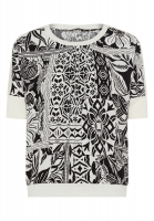 Rundhals Bluse mit Patchwork-Print