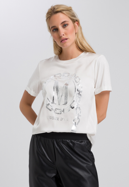 Shirt blouse with metallic print