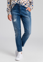 Loose fit jeans in blue denim look with Destroys