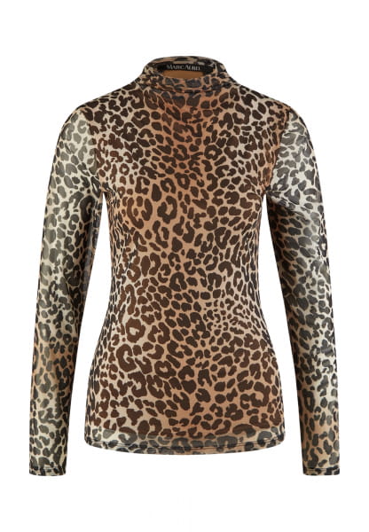 Mesh shirt with leopard print