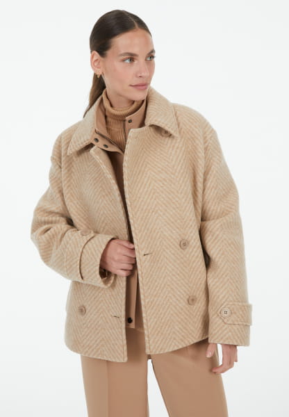 Caban jacket with herringbone pattern