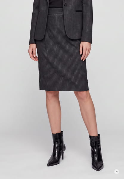 Pencil skirt with faux leather stripes