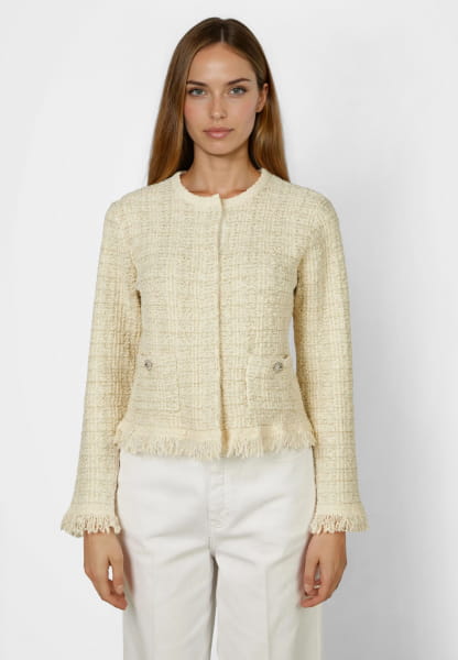 Bouclé-Strickjacke