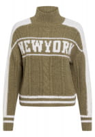 Zopf-Pullover mit Logo-Intarsien
