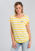Striped shirt with motto embroidery