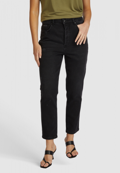 Cropped Mom Jeans aus Comfort Black Denim