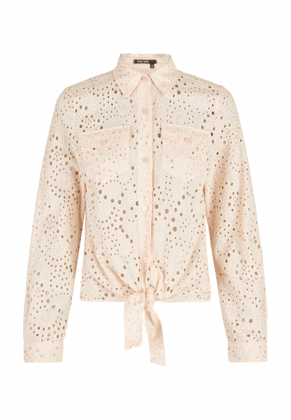 Wrap blouse in perforated embroidery