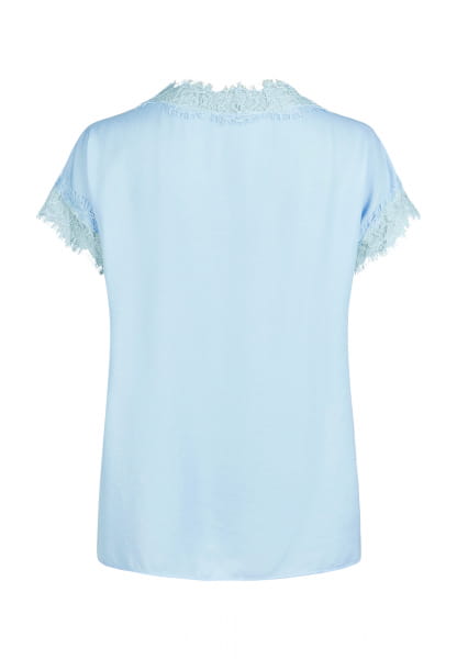 Satin top with lace trim