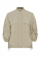 Shiny twill shirt jacket