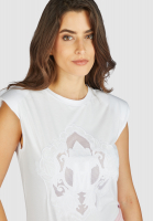 T-Shirt mit Schulterbetonung und Logostickerei